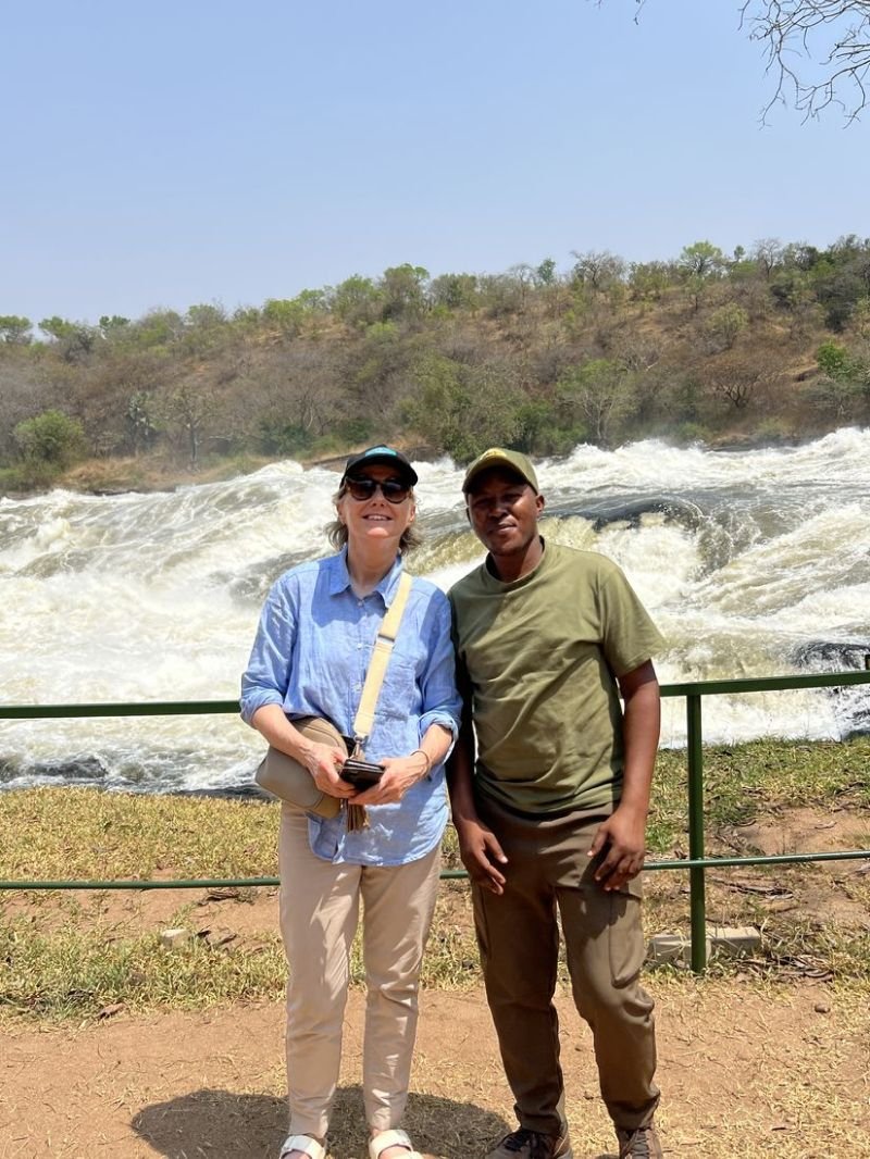 Guest and guide at Murchison Falls, Uganda